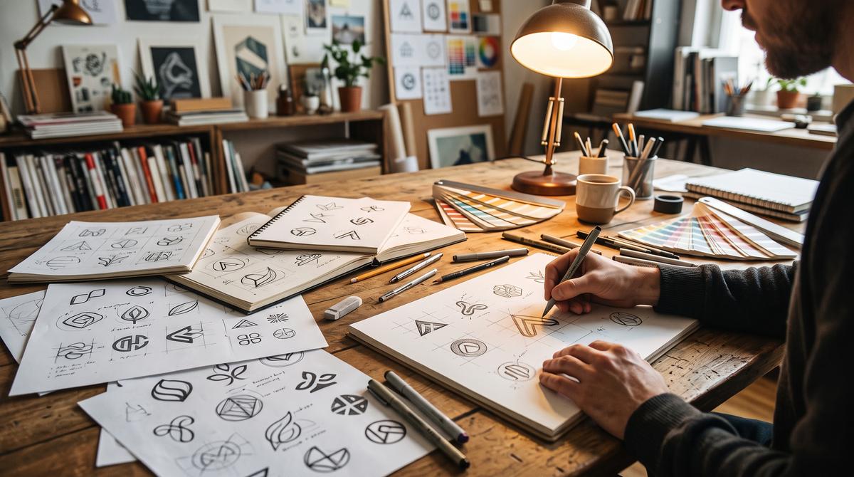 Professional logo design concepts sketched for a Pakistani brand