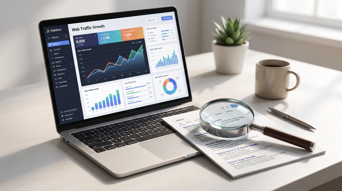 SEO performance report showing organic traffic growth for UAE business