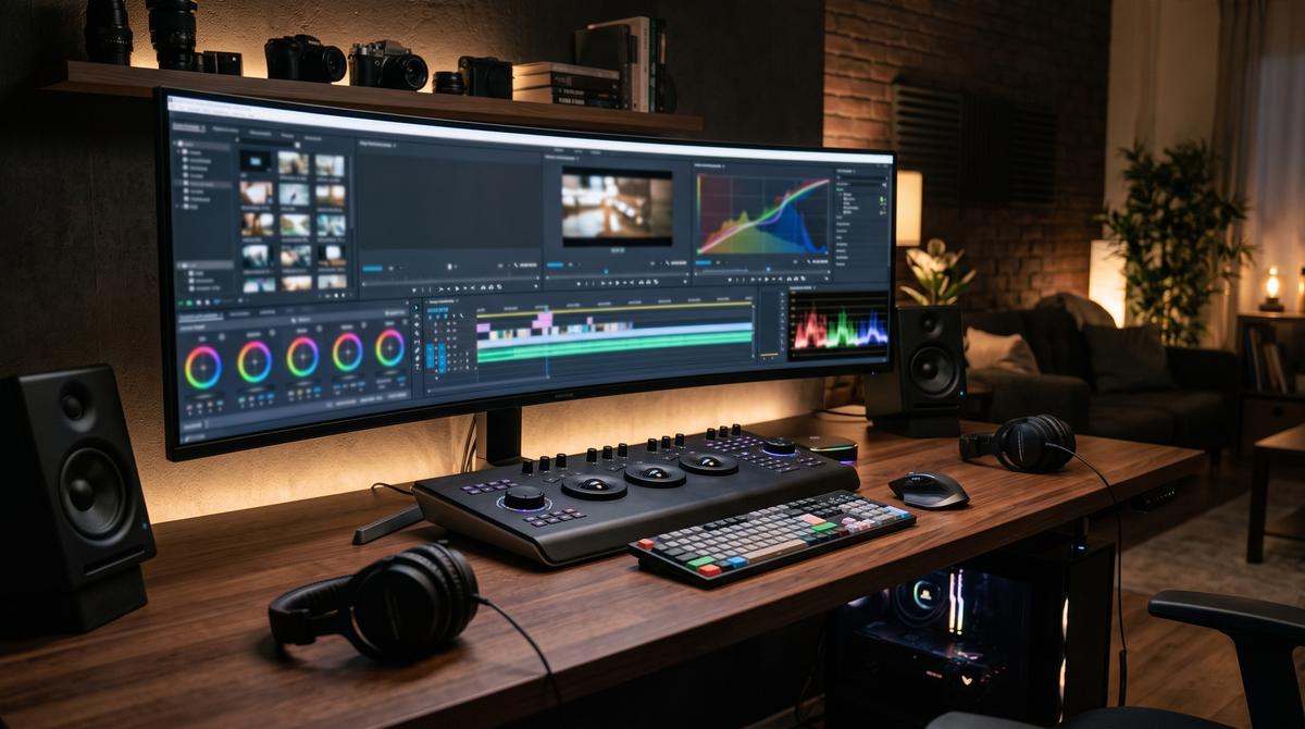 Video editor working on YouTube retention editing timeline